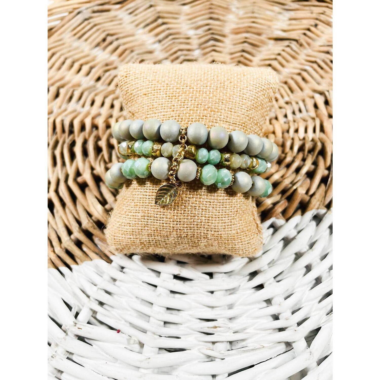 New White Label Women's Beaded Stack Bracelet In Teal